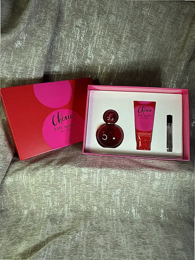 Kate Spade Chérie Pink Perfume Gift Set 3pc 3.3oz Body Lotion Women Fragrance