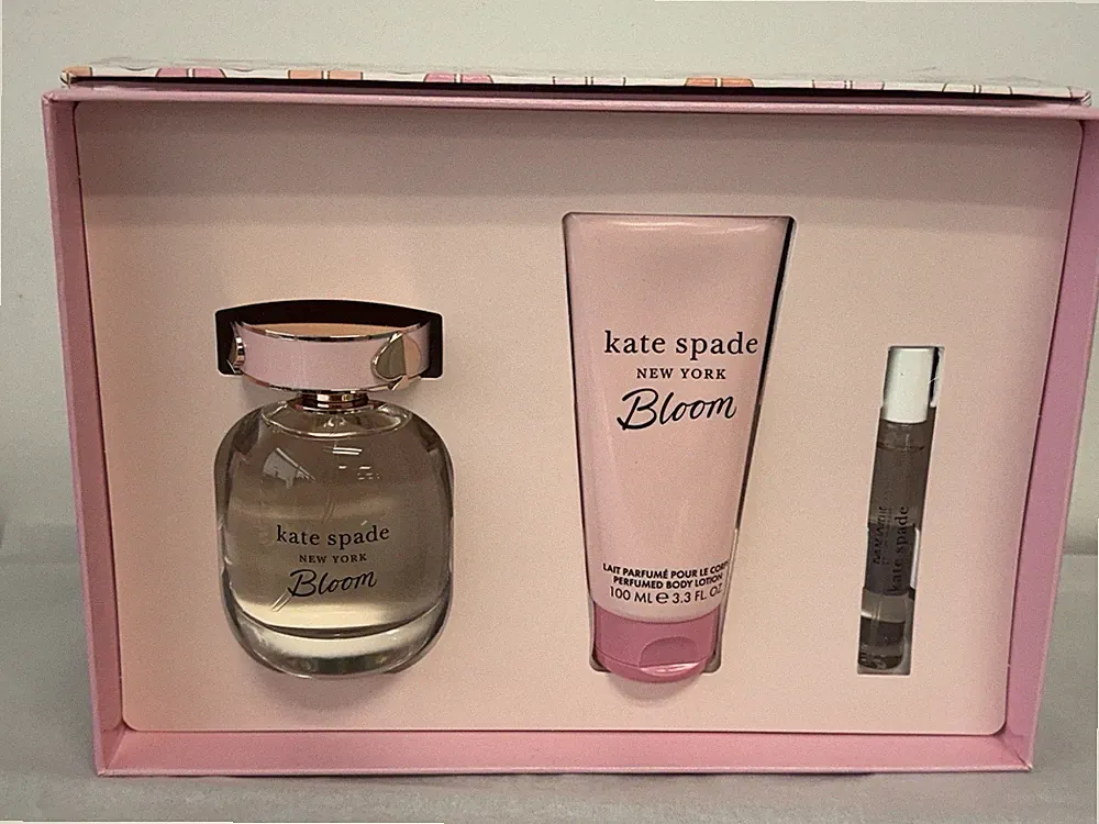 KATE SPADE NEW YORK BLOOM | Women's 3 Pc Gift Set: 3.3+0.25 EDT Spy+3.3 B.Lotion